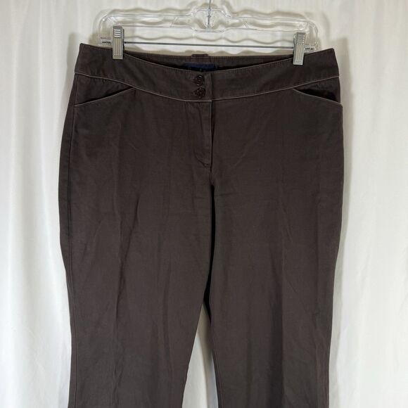 Boden Pants Women's 12L Solid Brown Flat Front Mid Rise Cotton Blend - Picture 2 of 9